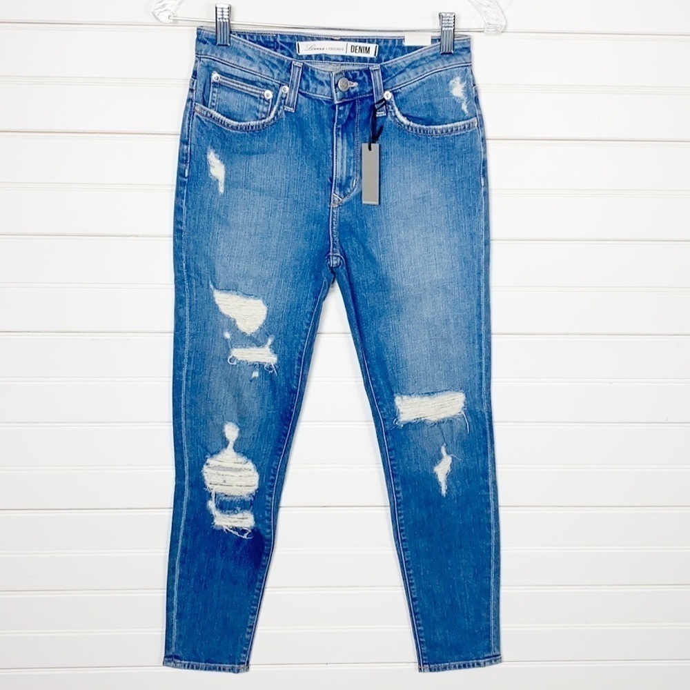 Lovers + Friends Mason High-Rise Distressed Jeans